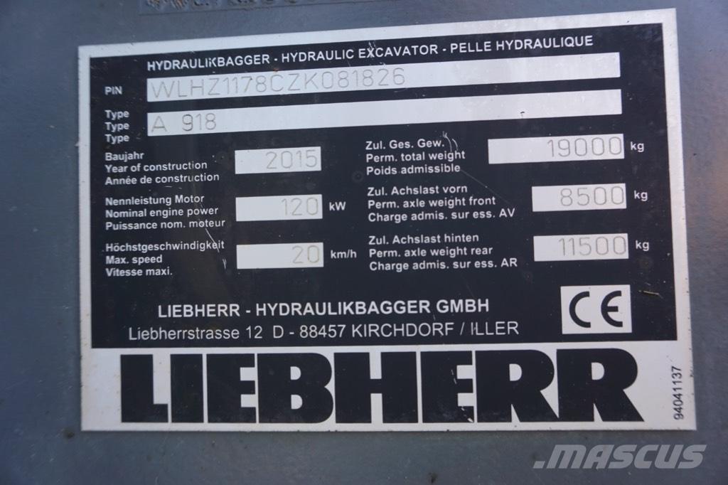 Liebherr A 918 Колесни екскаватори