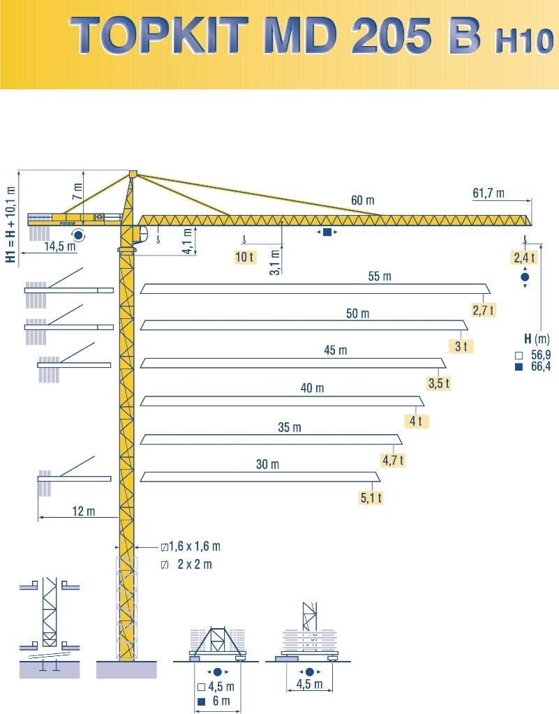 Potain MD 205 B H10 Мачтови кранове