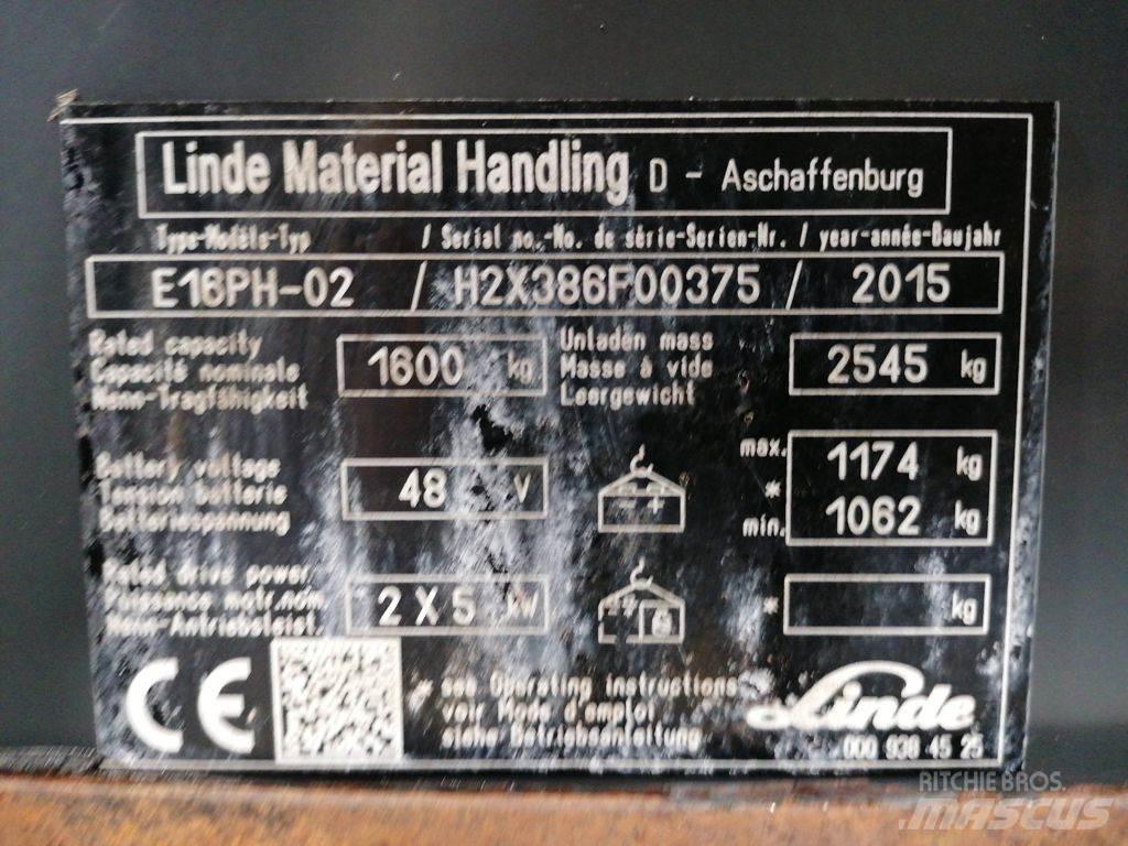 Linde E16PH-02 Електрически вилични кари-повдигачи