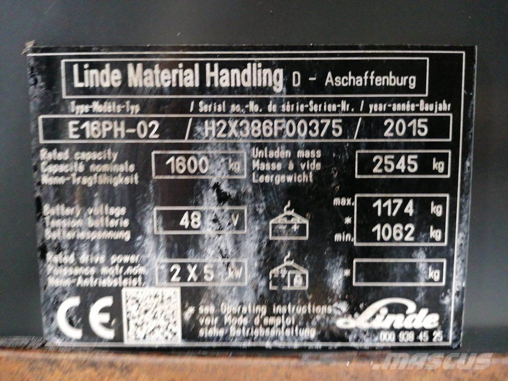 Linde E16PH-02 Електрически вилични кари-повдигачи