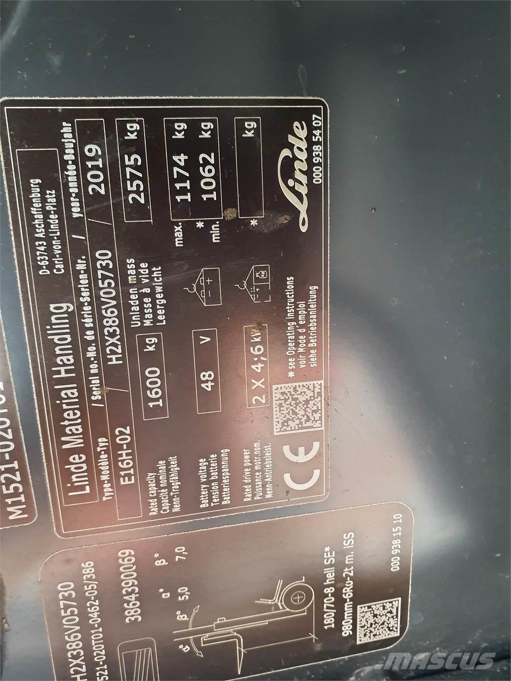 Linde E16 Електрически вилични кари-повдигачи