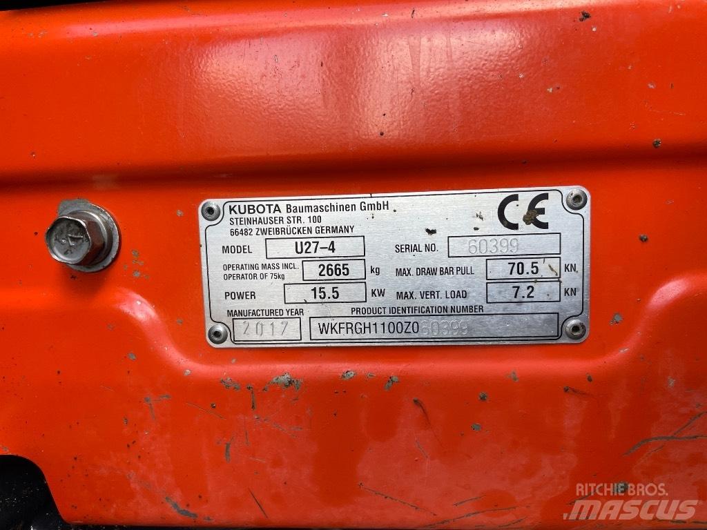 Kubota U 27-4 Мини екскаватори < 7 т