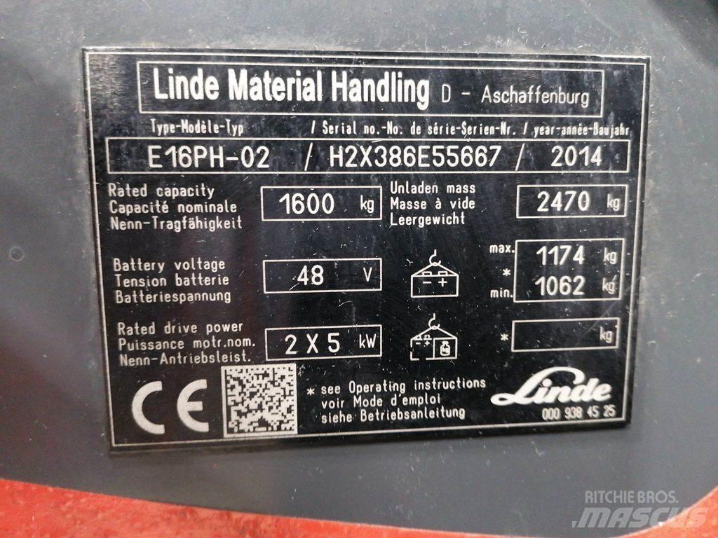 Linde E16PH-02 Електрически вилични кари-повдигачи