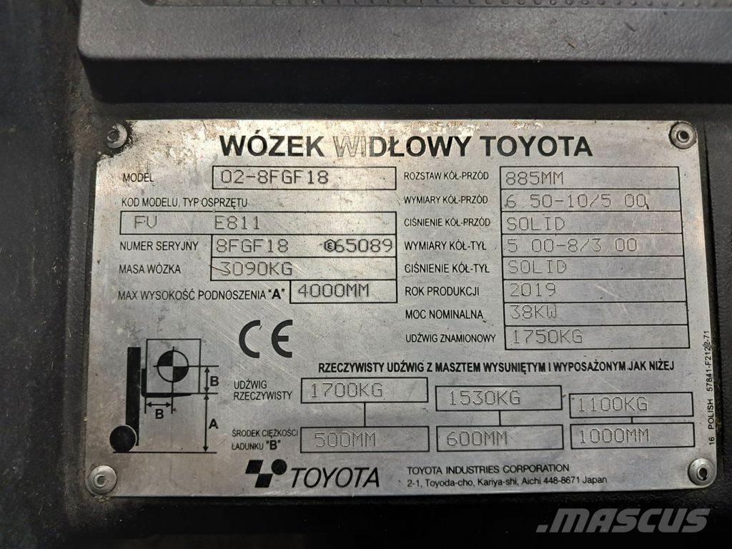 Toyota 02-8FGF18 Камиони с АГУ