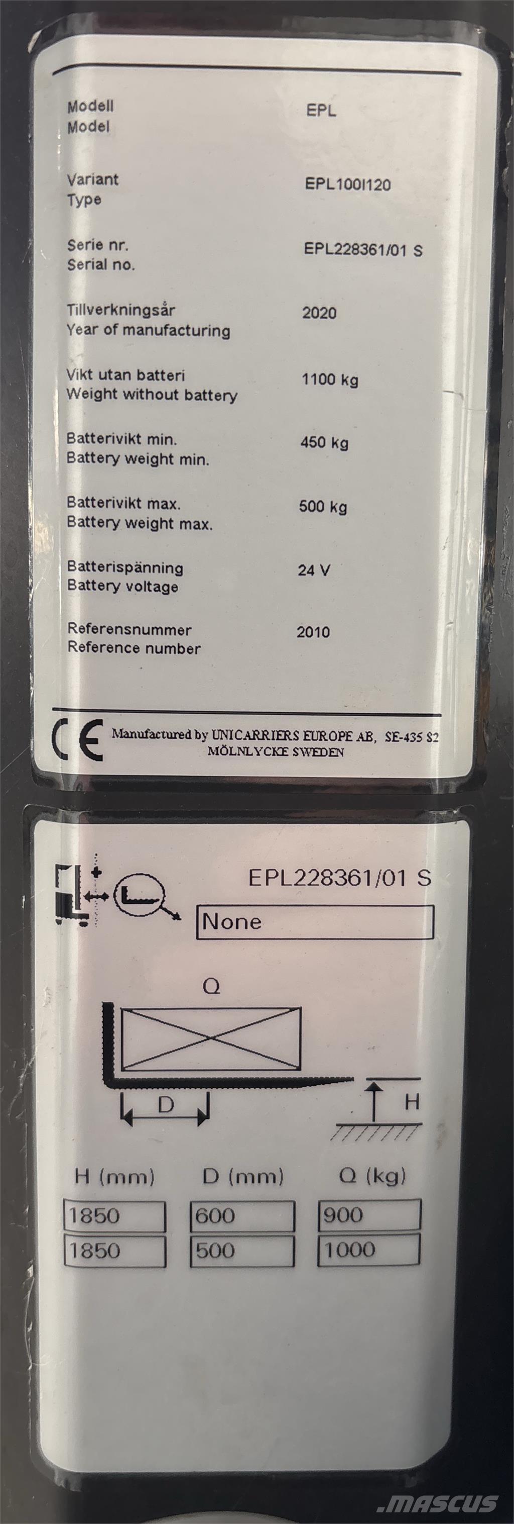 UniCarriers EPL100 Машини за комисиониране нископовдигачи