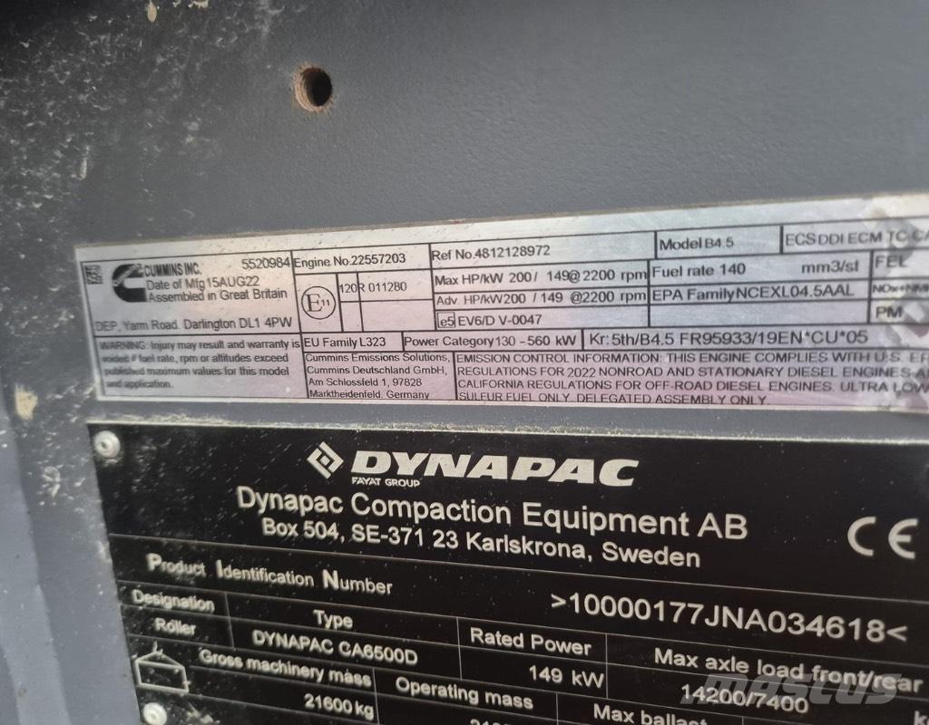 Dynapac CA6500D Еднобарабанни ролки
