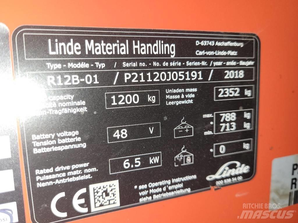 Linde R12B-01 Ретрак/ Високоповдигач с изместване на вилката напред