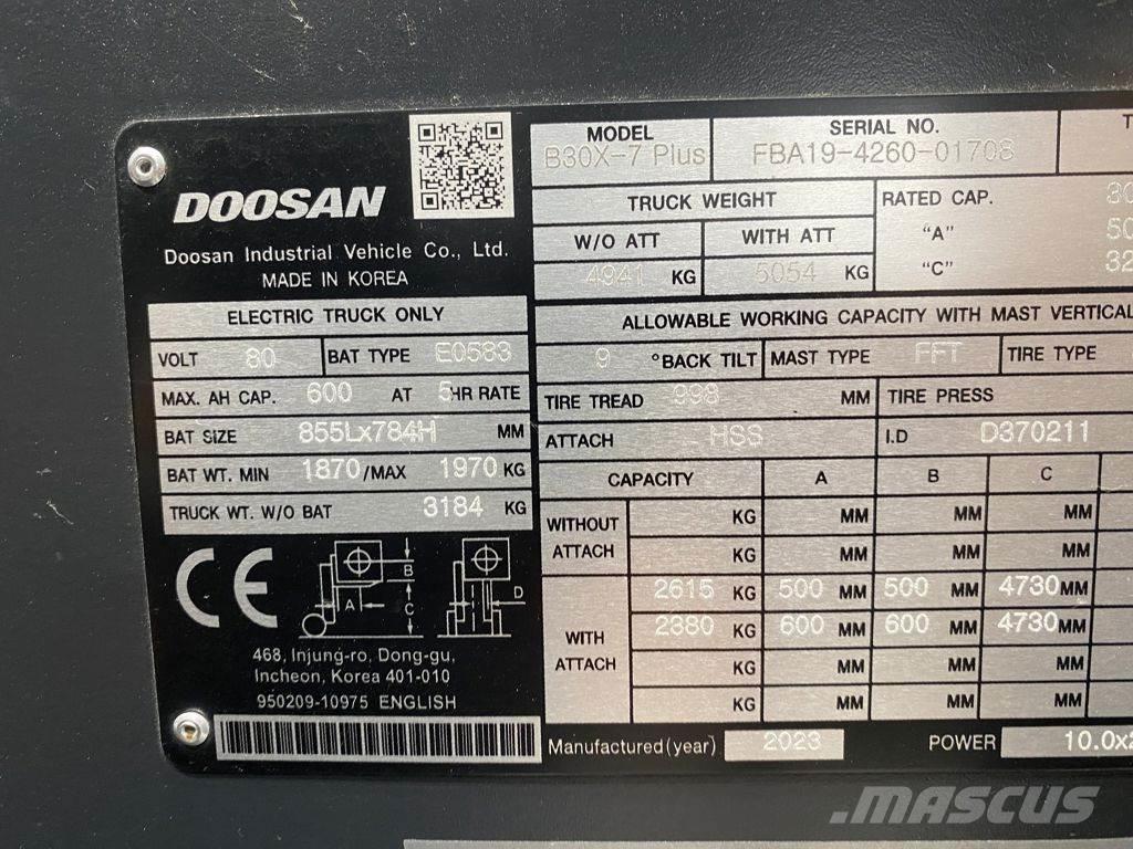 Doosan B30X-7 Електрически вилични кари-повдигачи