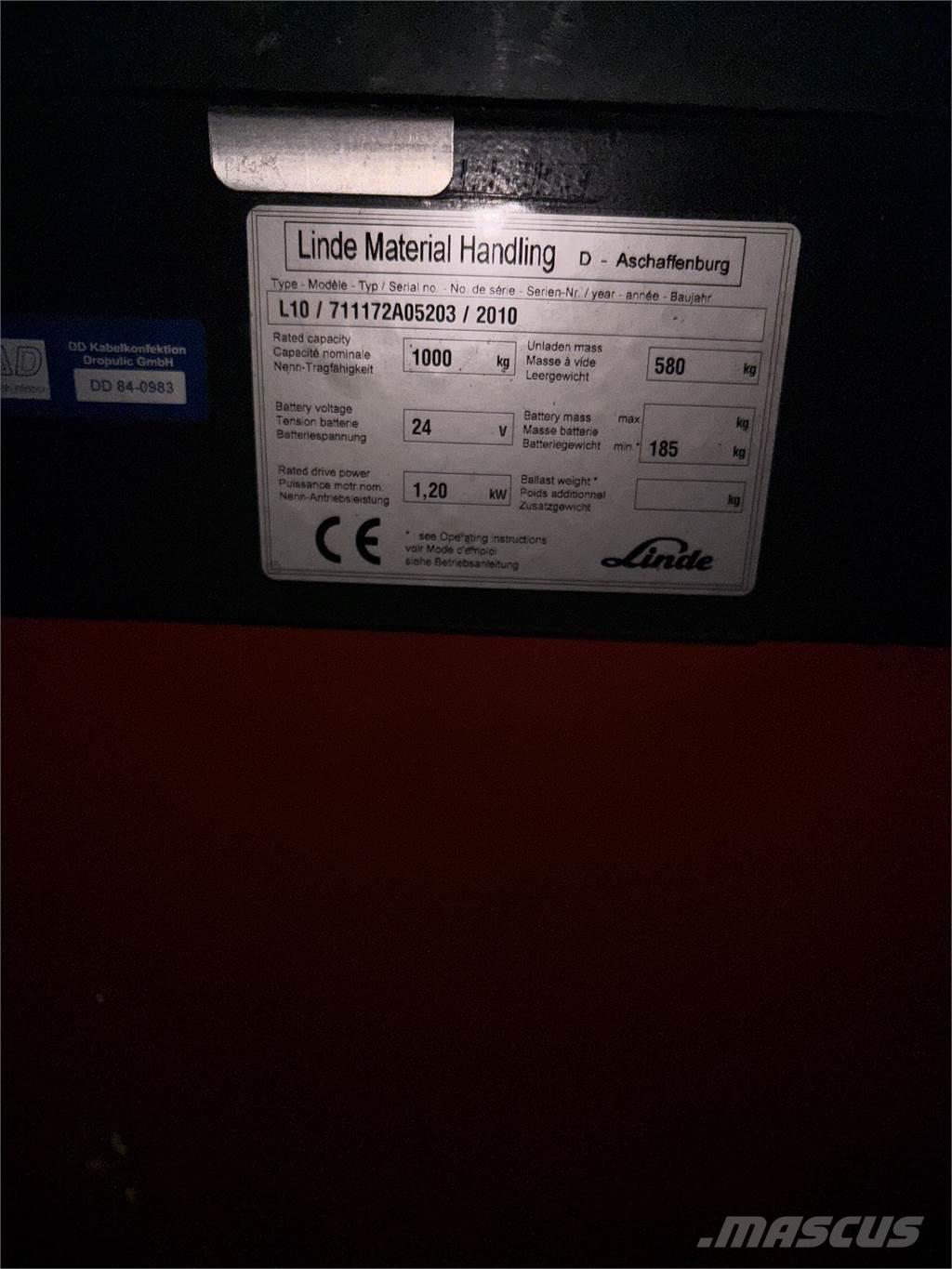 Linde L10 defekt Колички високоповдигачи с теглич