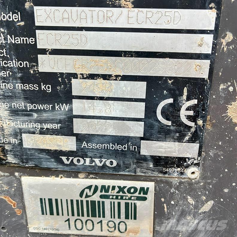 Volvo ECR25D Мини екскаватори < 7 т