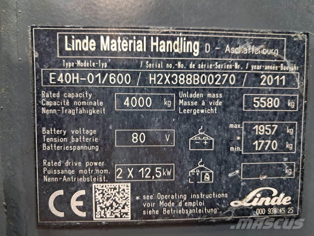 Linde E40H-01/600 Електрически вилични кари-повдигачи
