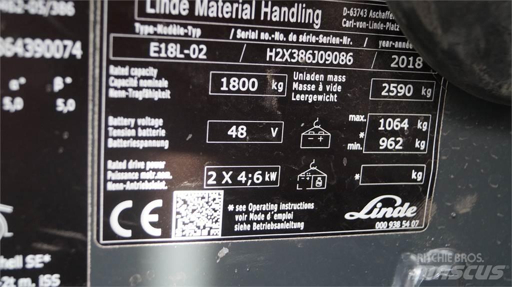 Linde E18L Електрически вилични кари-повдигачи