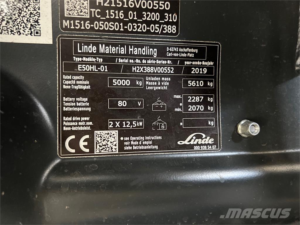 Linde E50HL-01 Електрически вилични кари-повдигачи