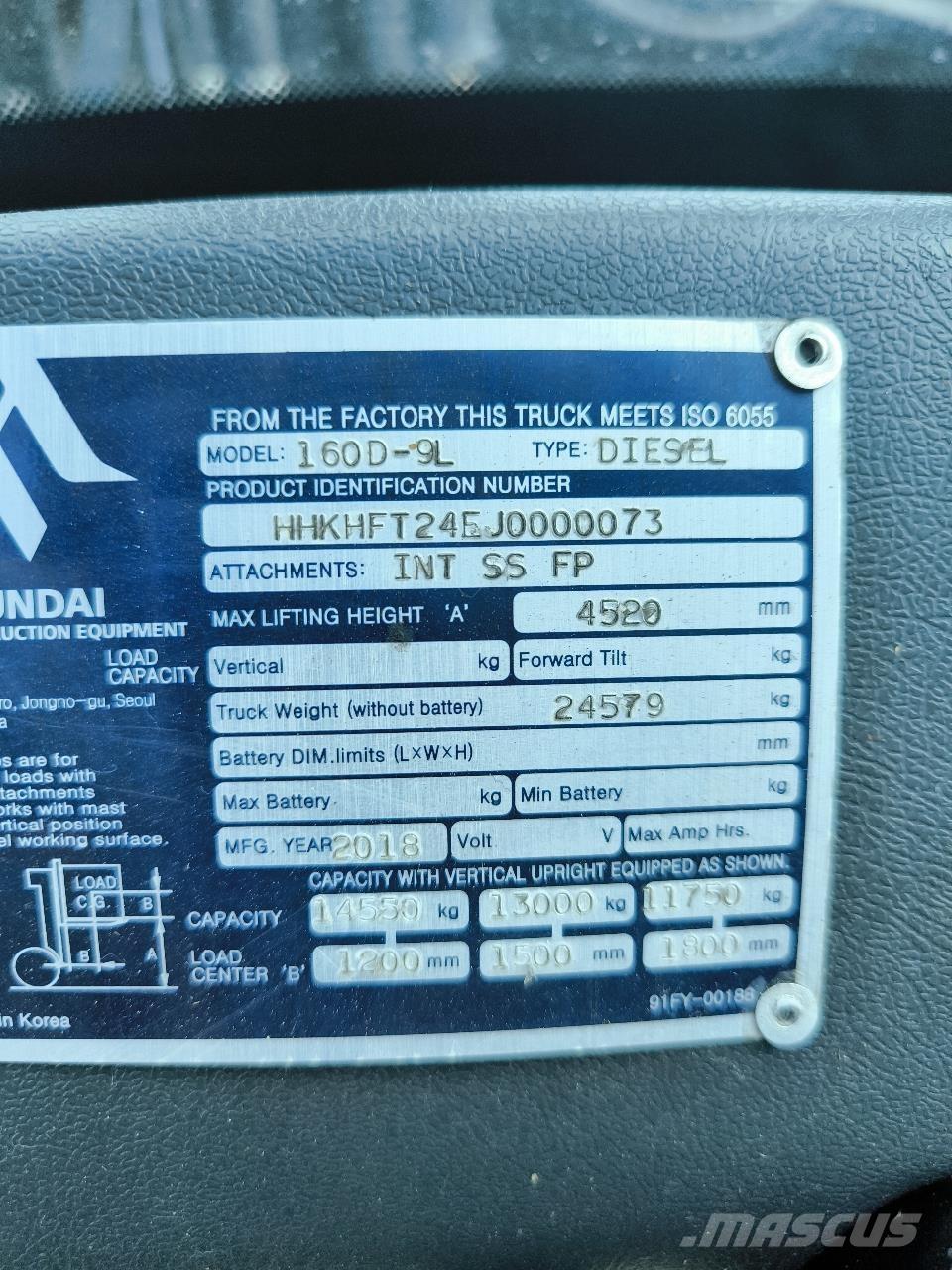 Hyundai 160D-9L Моторизирани високоповдигачи с открити платформи