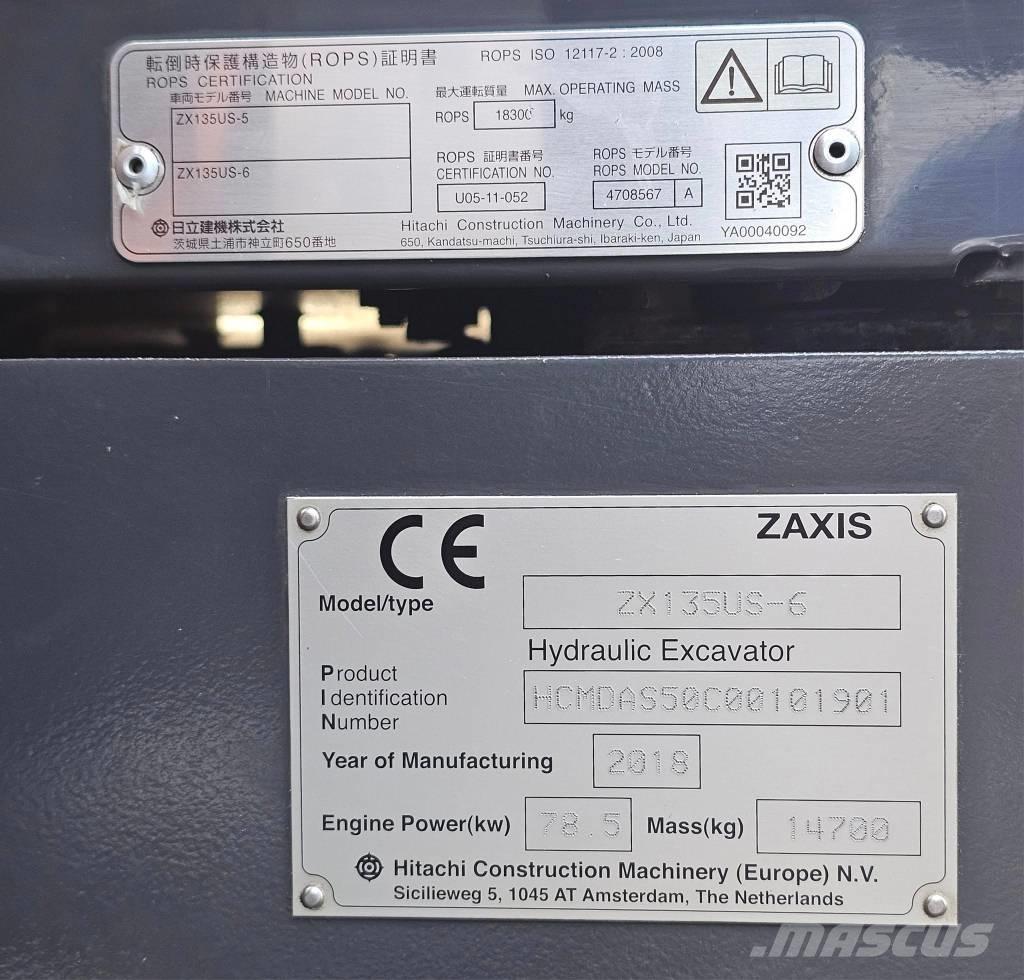 Hitachi ZX 135 US-6 Верижен екскаватор