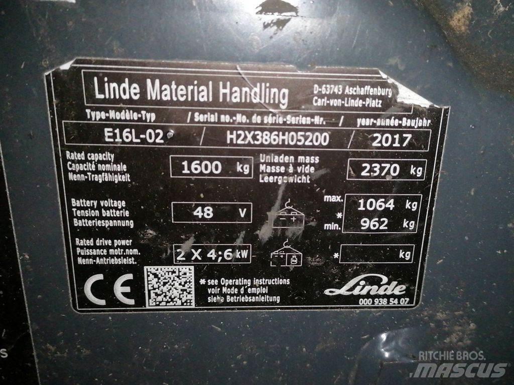 Linde E16L-02 Електрически вилични кари-повдигачи