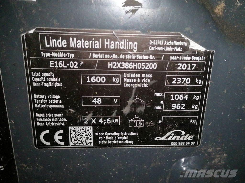 Linde E16L-02 Електрически вилични кари-повдигачи