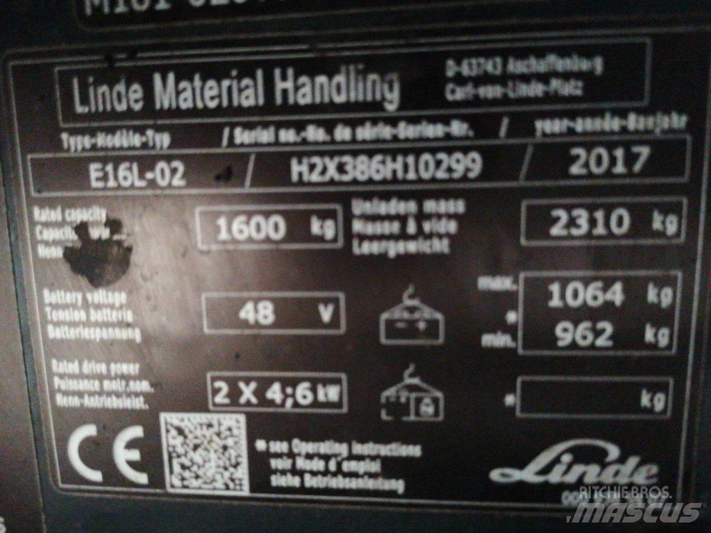 Linde E16L-02 Електрически вилични кари-повдигачи