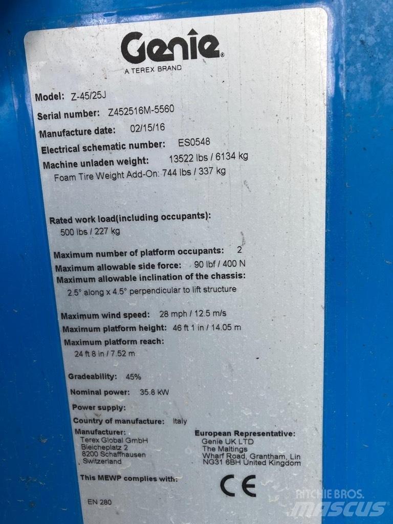 Genie Z 45/25 J Съчленени стрелови подемници