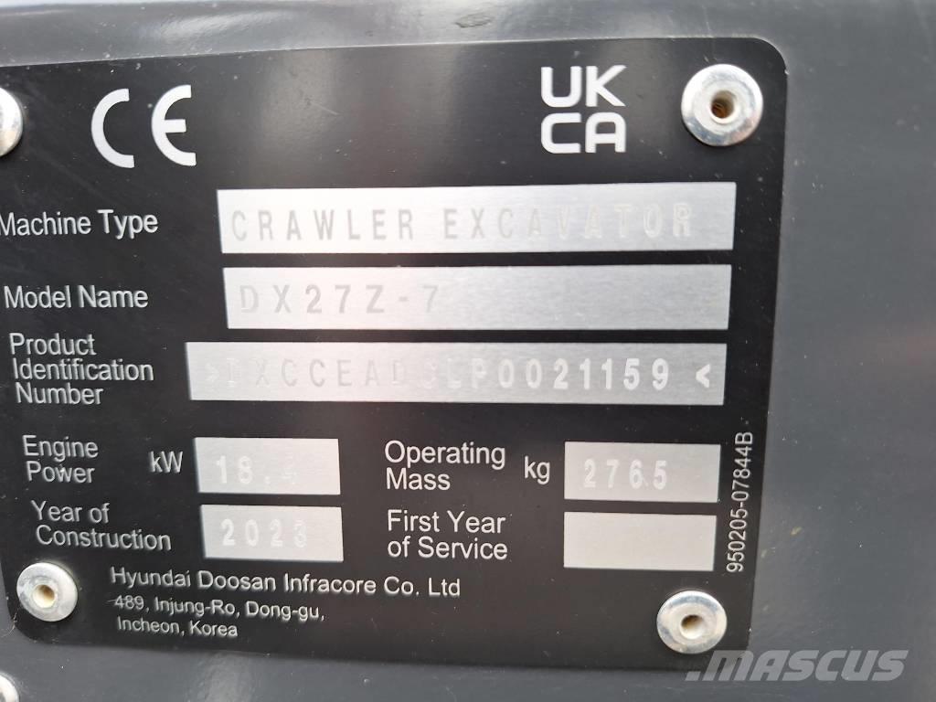 Develon DX 27 Z-7 Мини екскаватори < 7 т