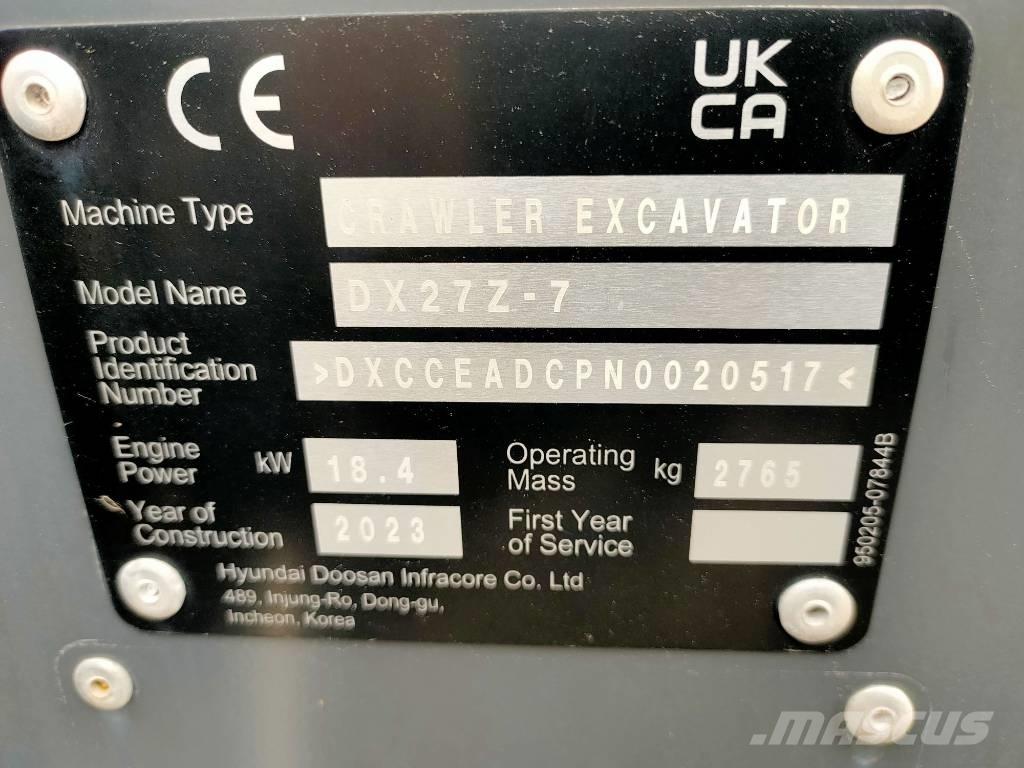 Doosan DX 27 Z Мини екскаватори < 7 т