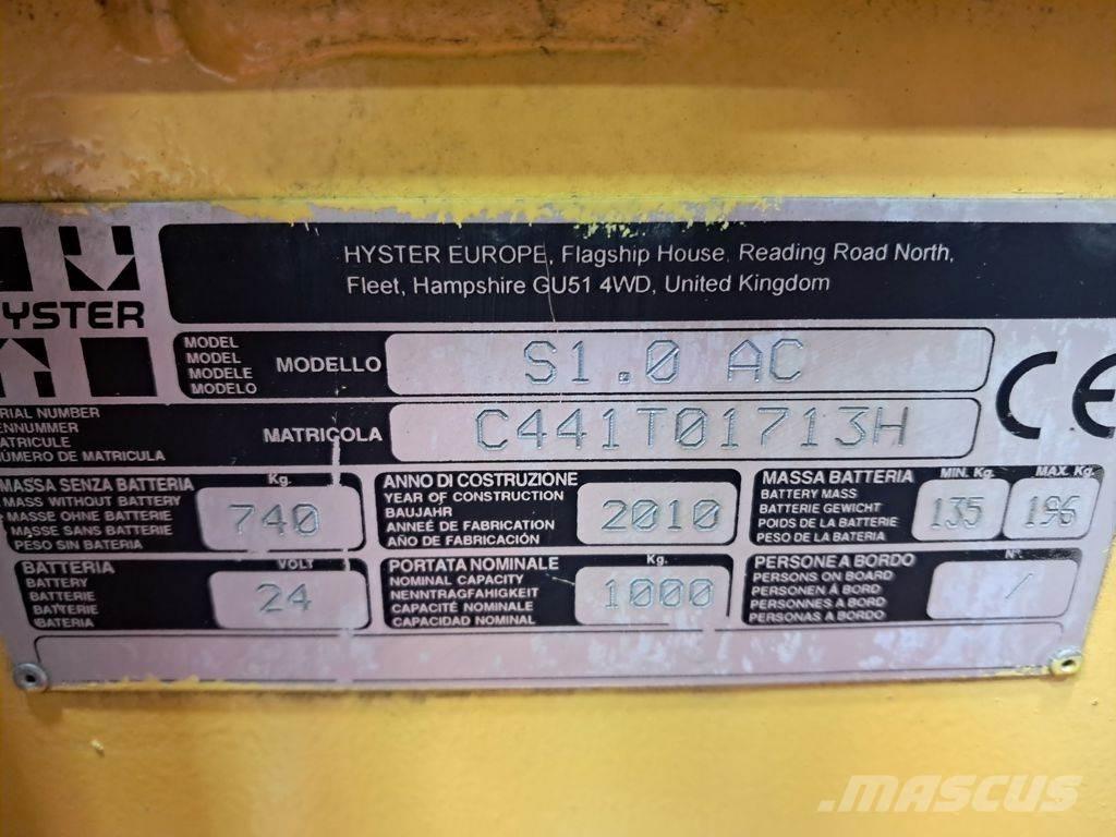 Hyster S1.0 AC Колички високоповдигачи с теглич
