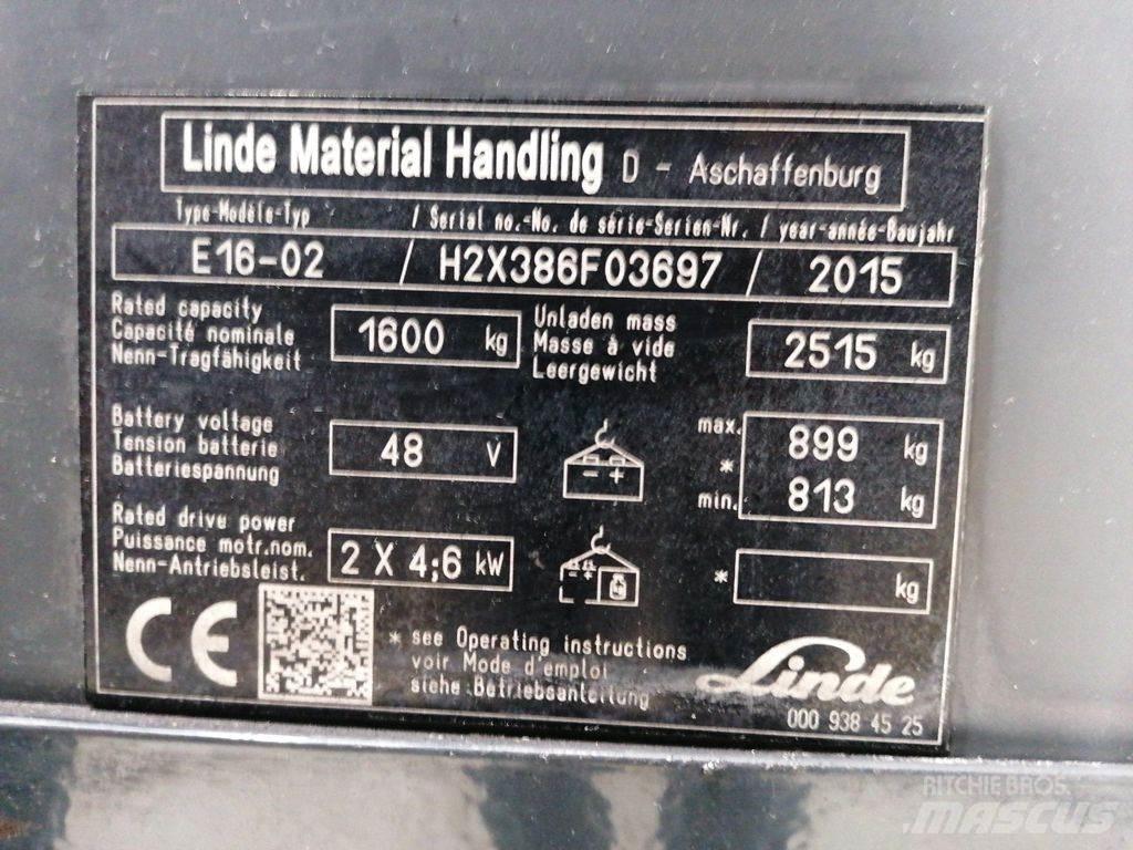 Linde E16-02 Електрически вилични кари-повдигачи