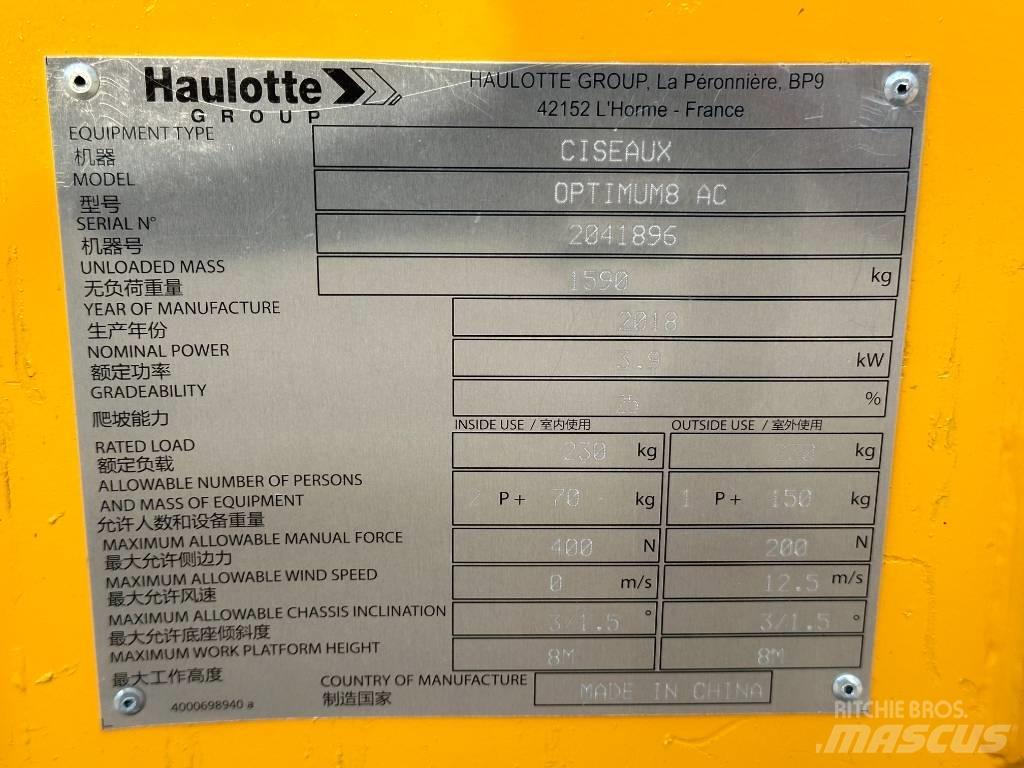 Haulotte OPTIMUM 8 Ножични работни платформи