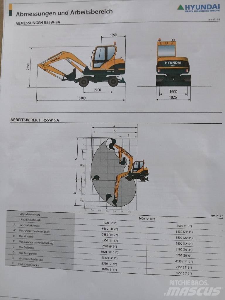 Hyundai 55W-9 Колесни екскаватори