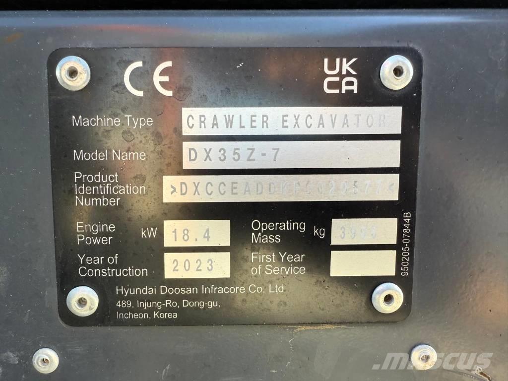 Develon DX 35 Z-7 Мини екскаватори < 7 т