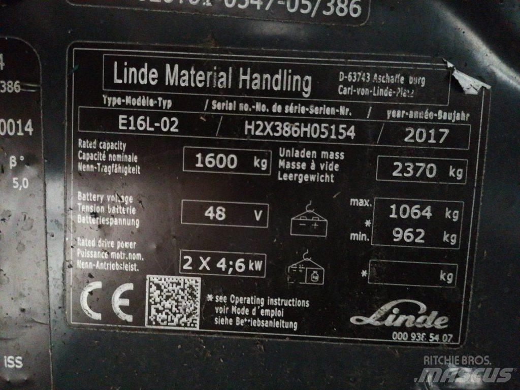 Linde E16L-02 Електрически вилични кари-повдигачи