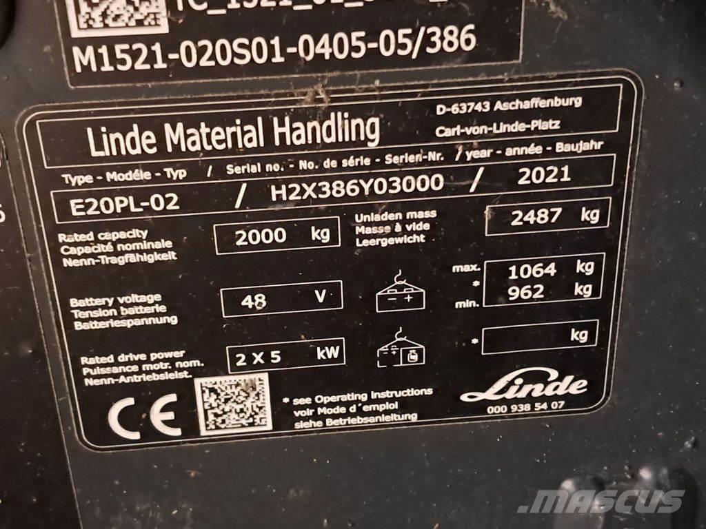 Linde E20PL-02 Електрически вилични кари-повдигачи