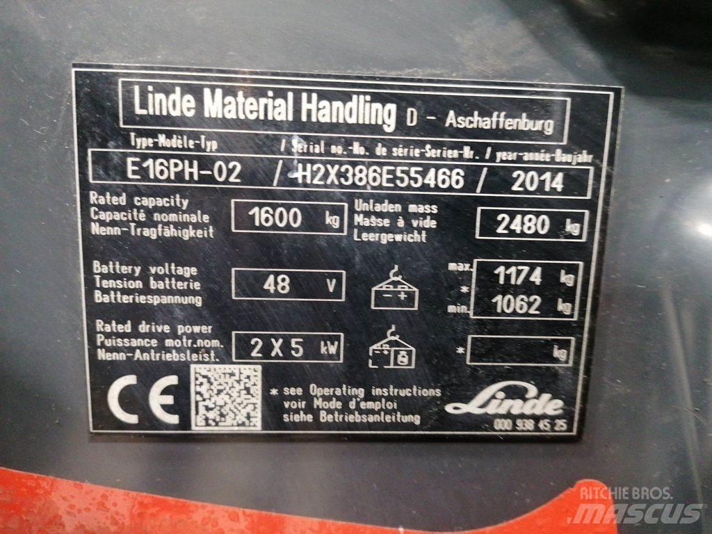 Linde E16PH-02 Електрически вилични кари-повдигачи