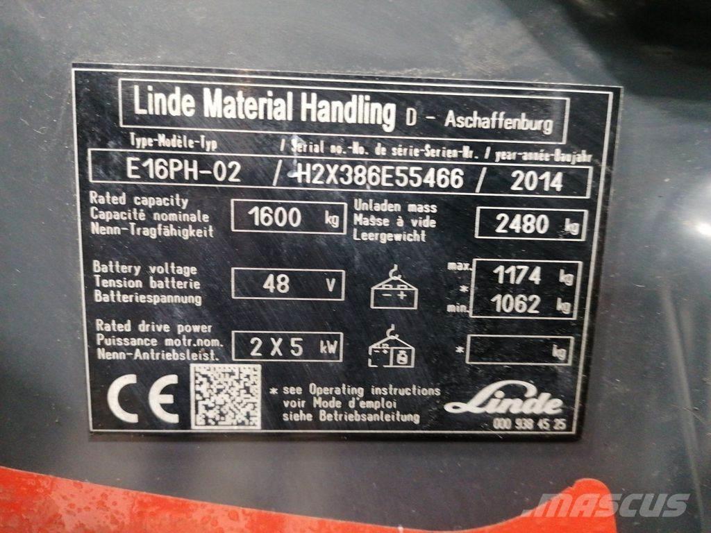 Linde E16PH-02 Електрически вилични кари-повдигачи