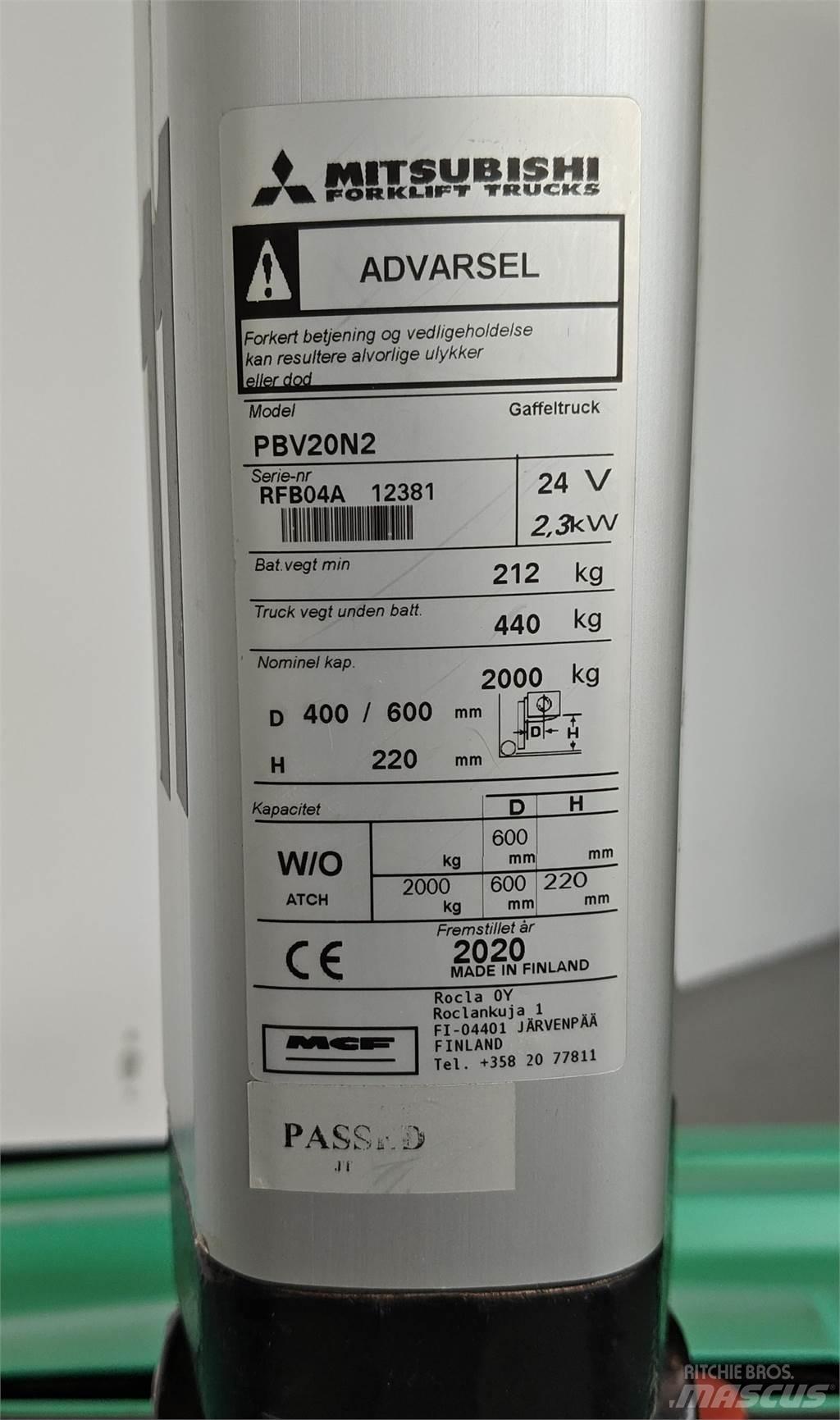 Mitsubishi PBV20N2 Вилични кари-повдигачи - други