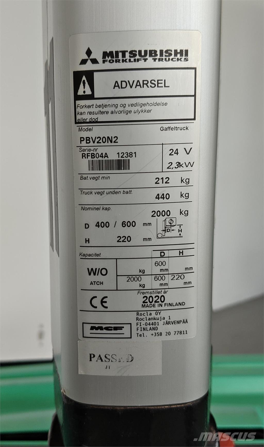 Mitsubishi PBV20N2 Колички с платформа за оператора