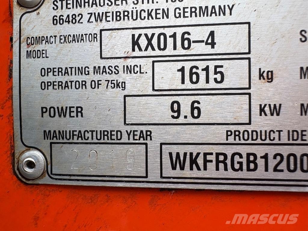 Kubota KX 016-4 Мини екскаватори < 7 т