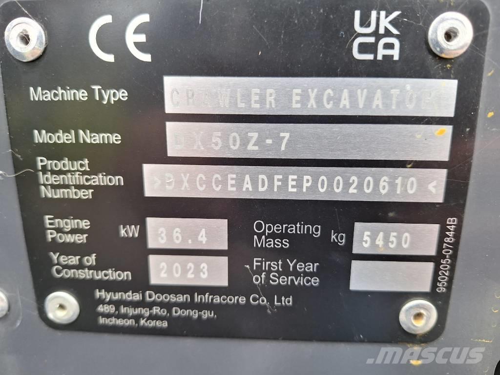 Develon DX 50 Z-7 Мини екскаватори < 7 т