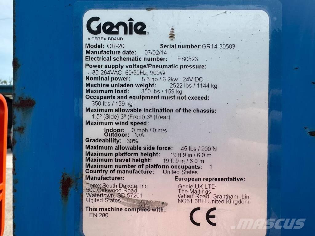 Genie GR 20 Вертикални мачтови повдигачи
