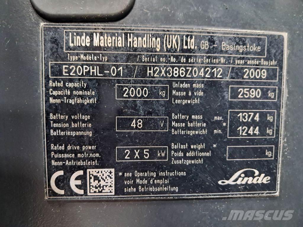 Linde E20PHL-01 Електрически вилични кари-повдигачи