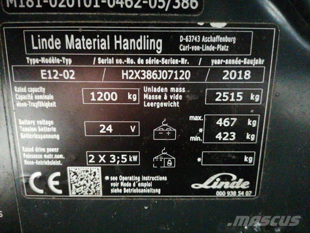 Linde E12-02 Електрически вилични кари-повдигачи