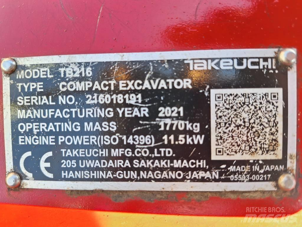 Takeuchi TB 216 Мини екскаватори < 7 т