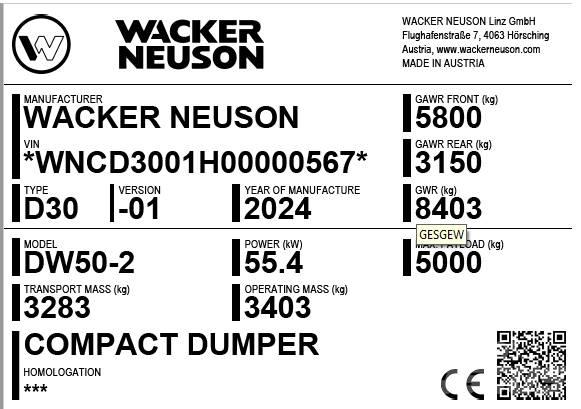 Wacker Neuson DW50-2 Странични самосвали
