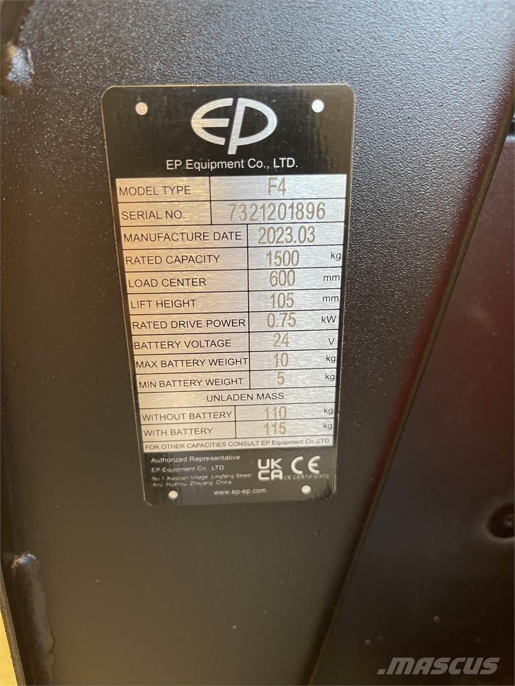 EP Equipment F4 Колички високоповдигачи с теглич