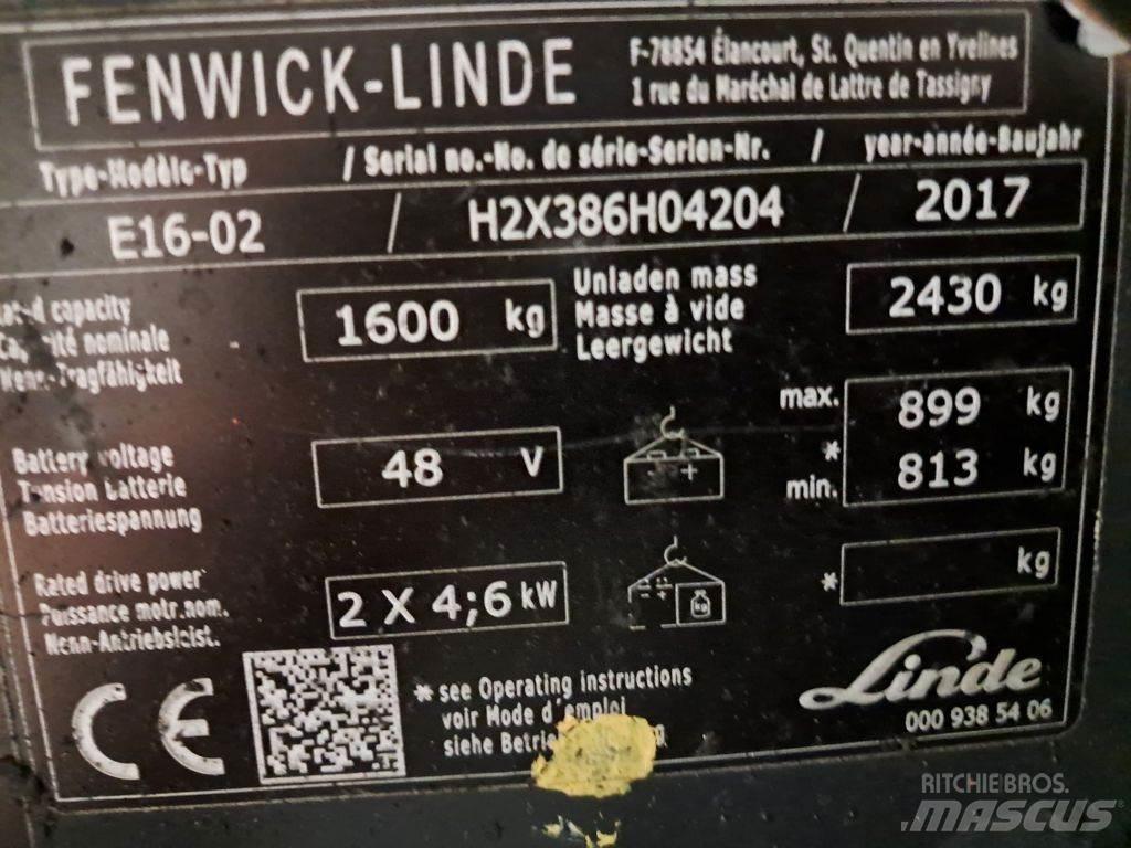 Linde E16-02 Електрически вилични кари-повдигачи
