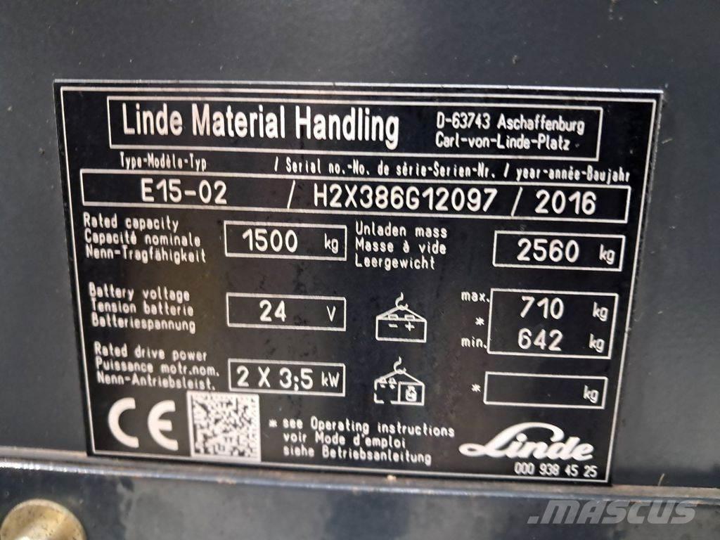 Linde E15-02 Електрически вилични кари-повдигачи