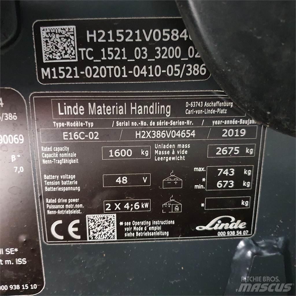 Linde E16C Електрически вилични кари-повдигачи