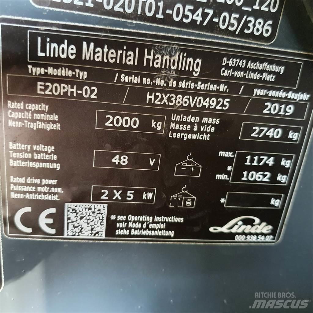 Linde E20PH Електрически вилични кари-повдигачи