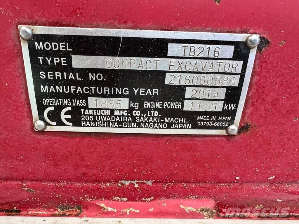Takeuchi TB 216 Мини екскаватори < 7 т