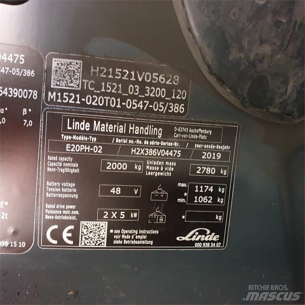 Linde E20PH Електрически вилични кари-повдигачи